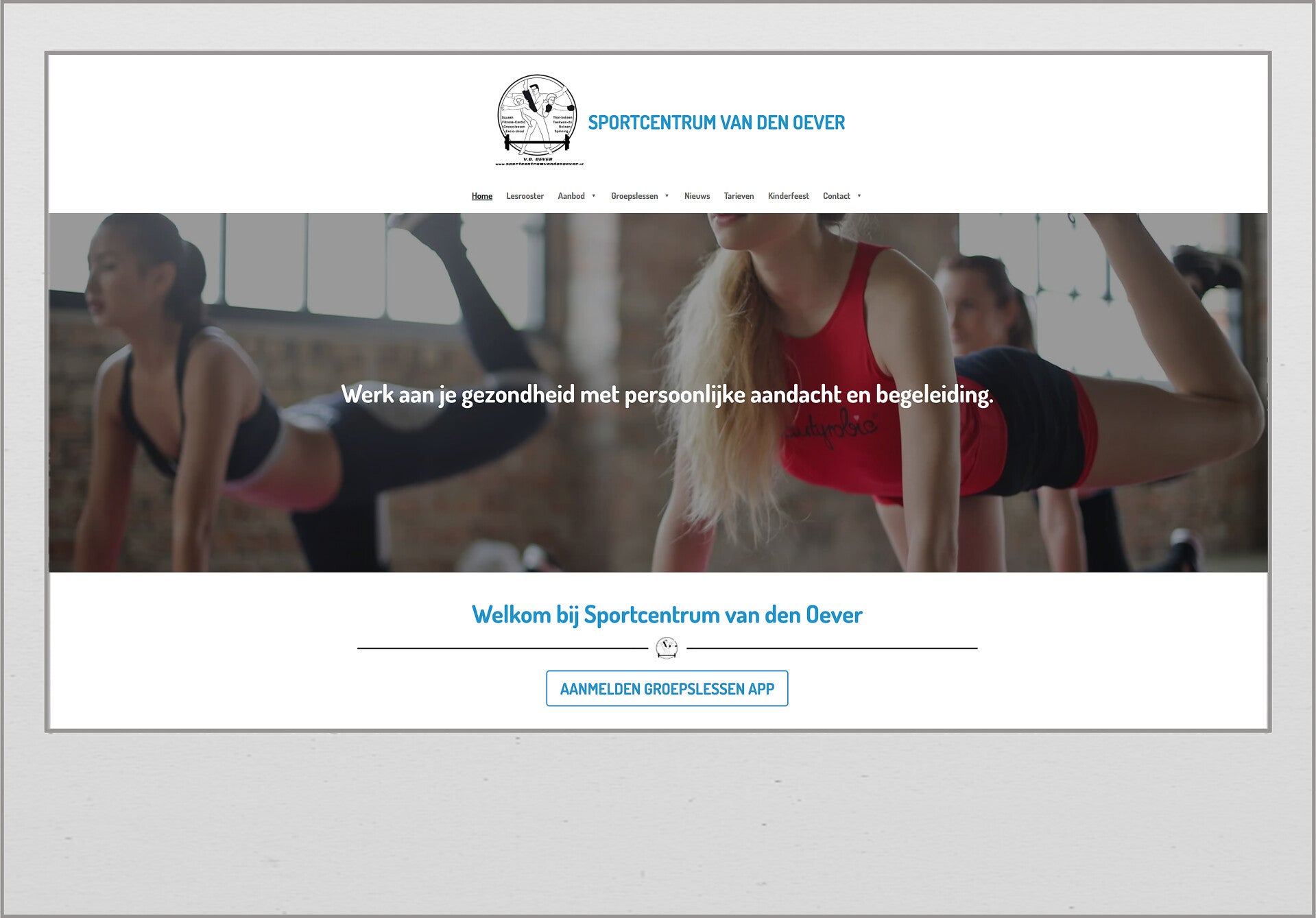 Home pagina website sportcentrum van den Oever