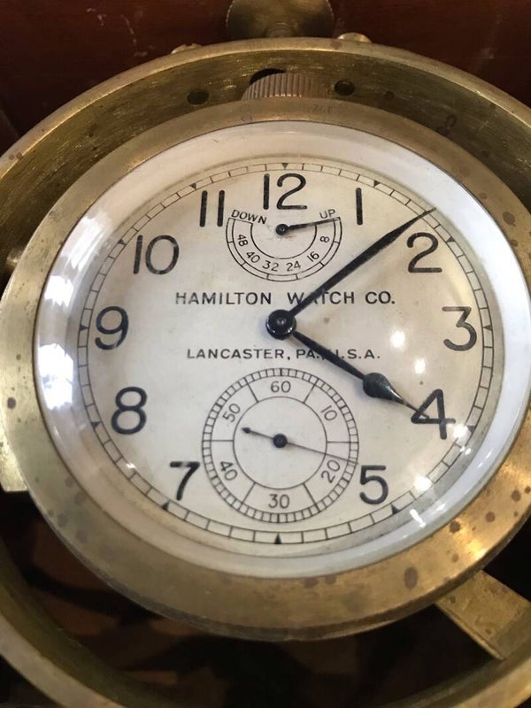 WW2-US Navy, Hamilton Model 22, 21-jewel Ship's Chronometer - Laiton, Teck - 1941