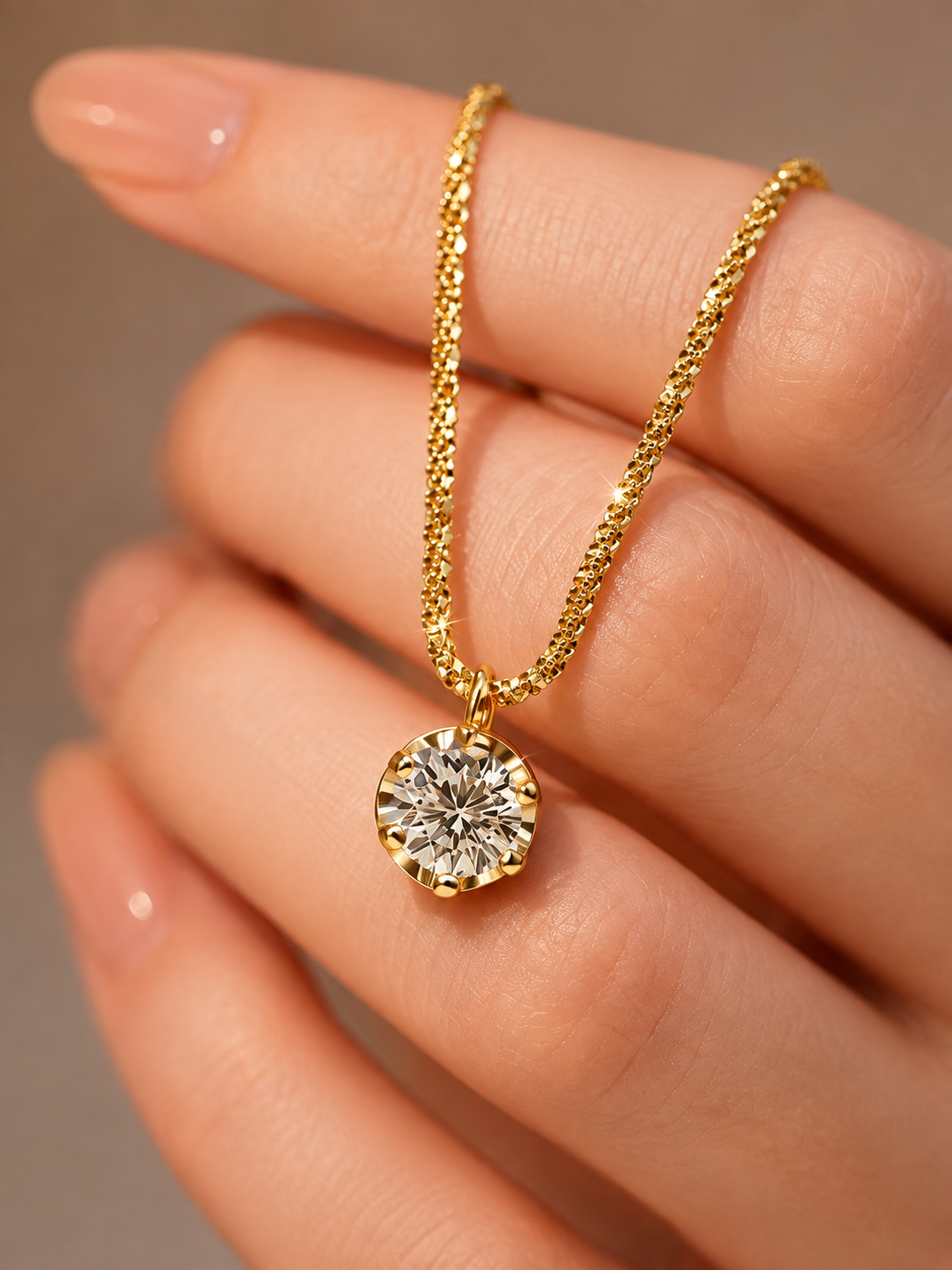 Elegante gouden ketting met schitterende ronde hanger