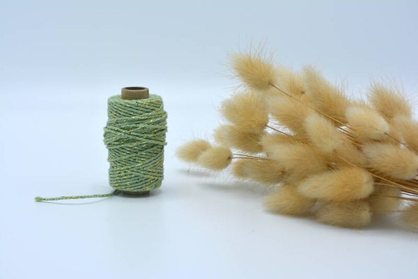 Glitterkoord (per m) - OLIVE
