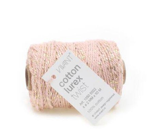 Glitterkoord (per m) - ROZE