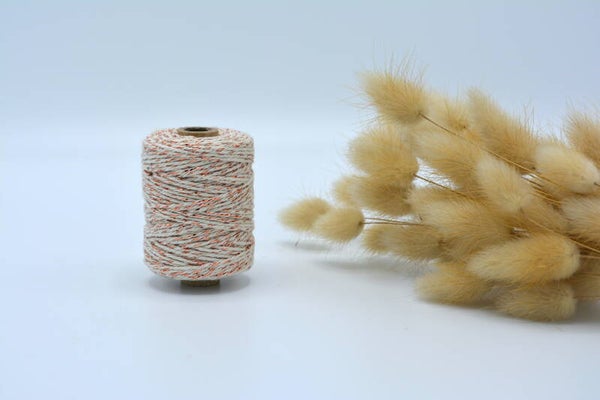 Glitterkoord (per m) - ROZE/WIT