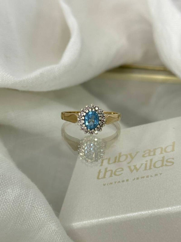 Olina | 9ct Topaz & Diamond Cluster ring