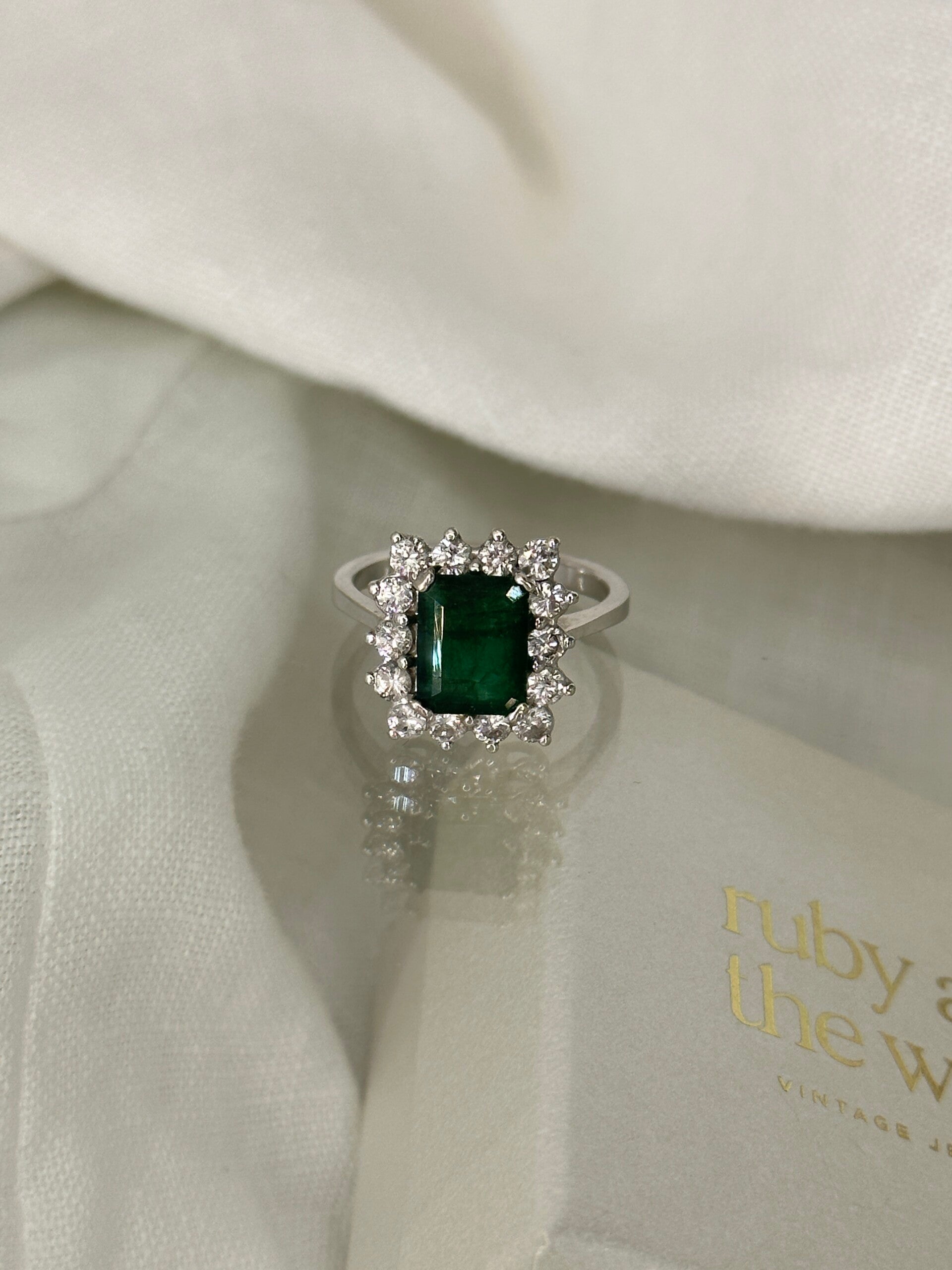 Aléa | 18ct White Gold Tourmaline & Diamond Cluster ring