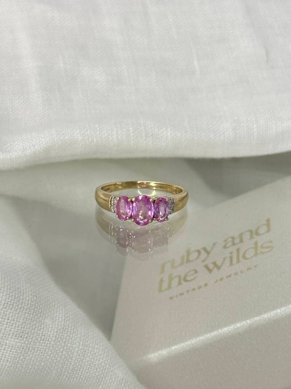 Rae | 9ct Pink Sapphire & Diamond Cluster ring