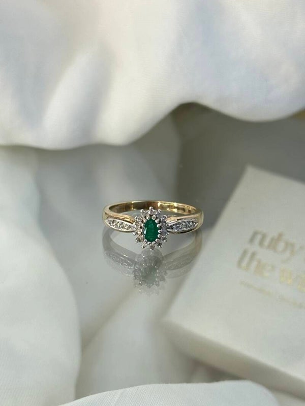 Colette | 9ct Emerald & Diamond ring