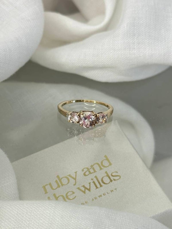 Lupe | 9ct Morganite Trilogy & Diamond ring