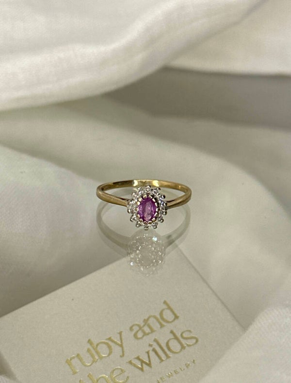 Alma | 9ct Pink Sapphire & Diamond Cluster ring