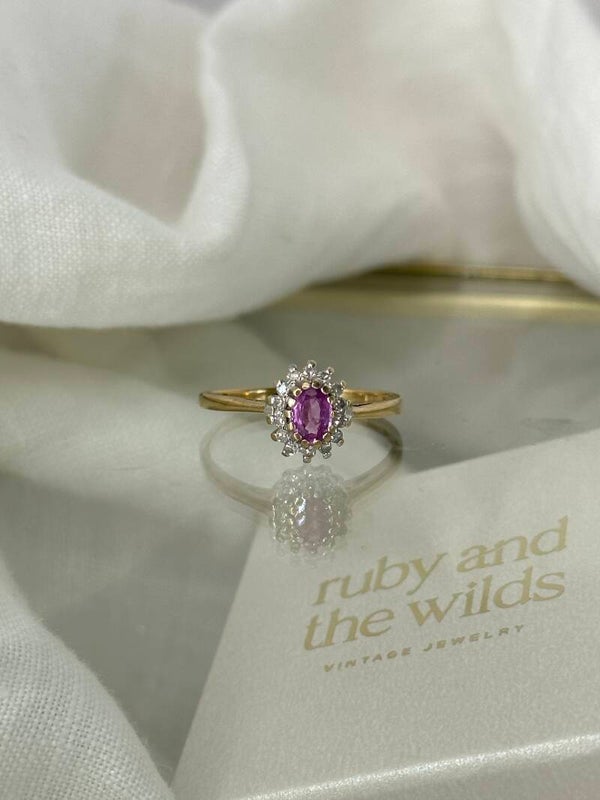 Alma | 9ct Pink Sapphire & Diamond Cluster ring