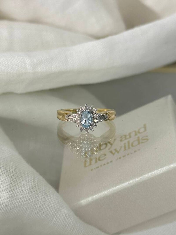 Seraphine | 9ct Aquamarine & Diamond ring