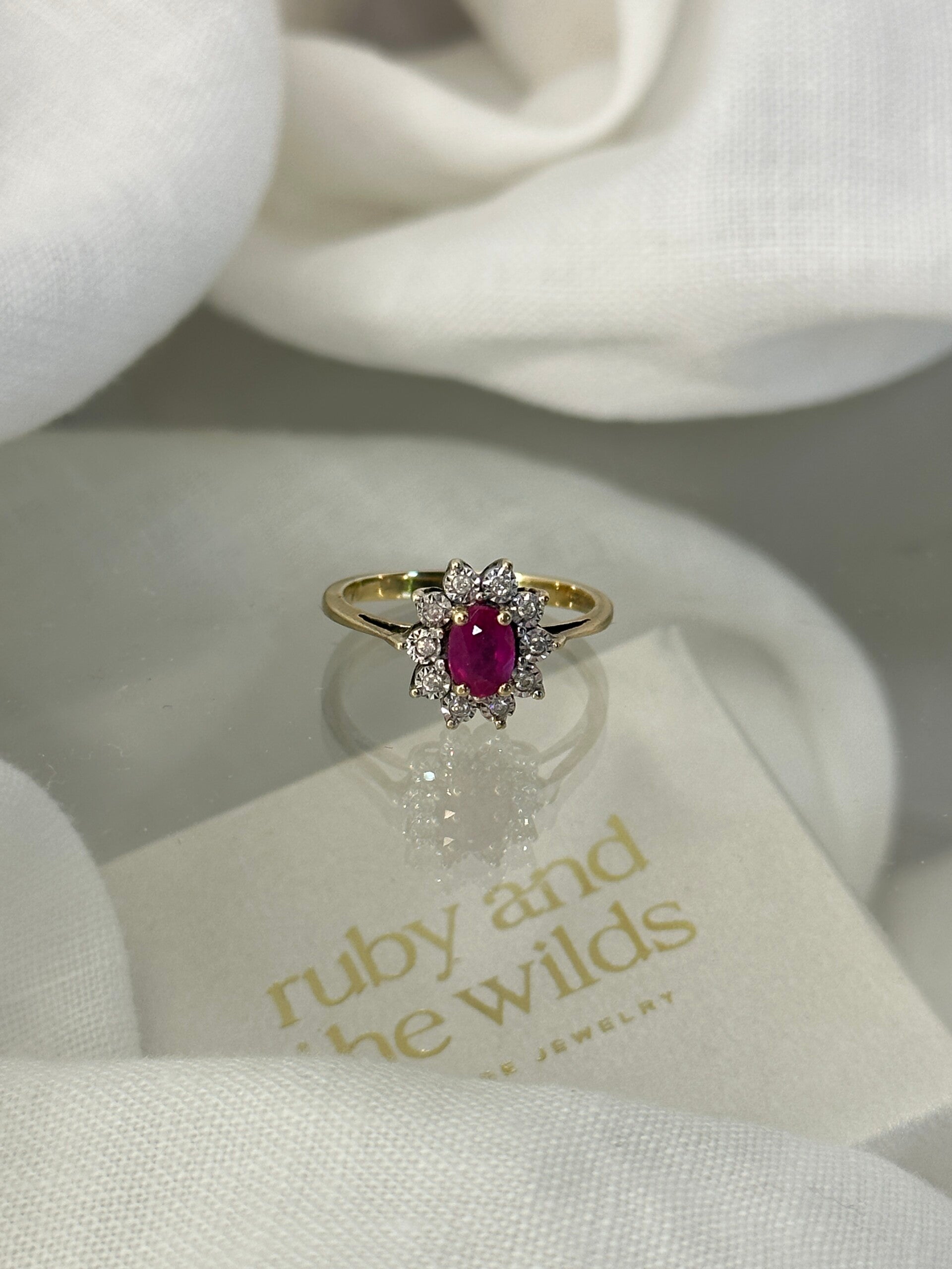 Adelia | 9ct Ruby & Diamond Cluster ring