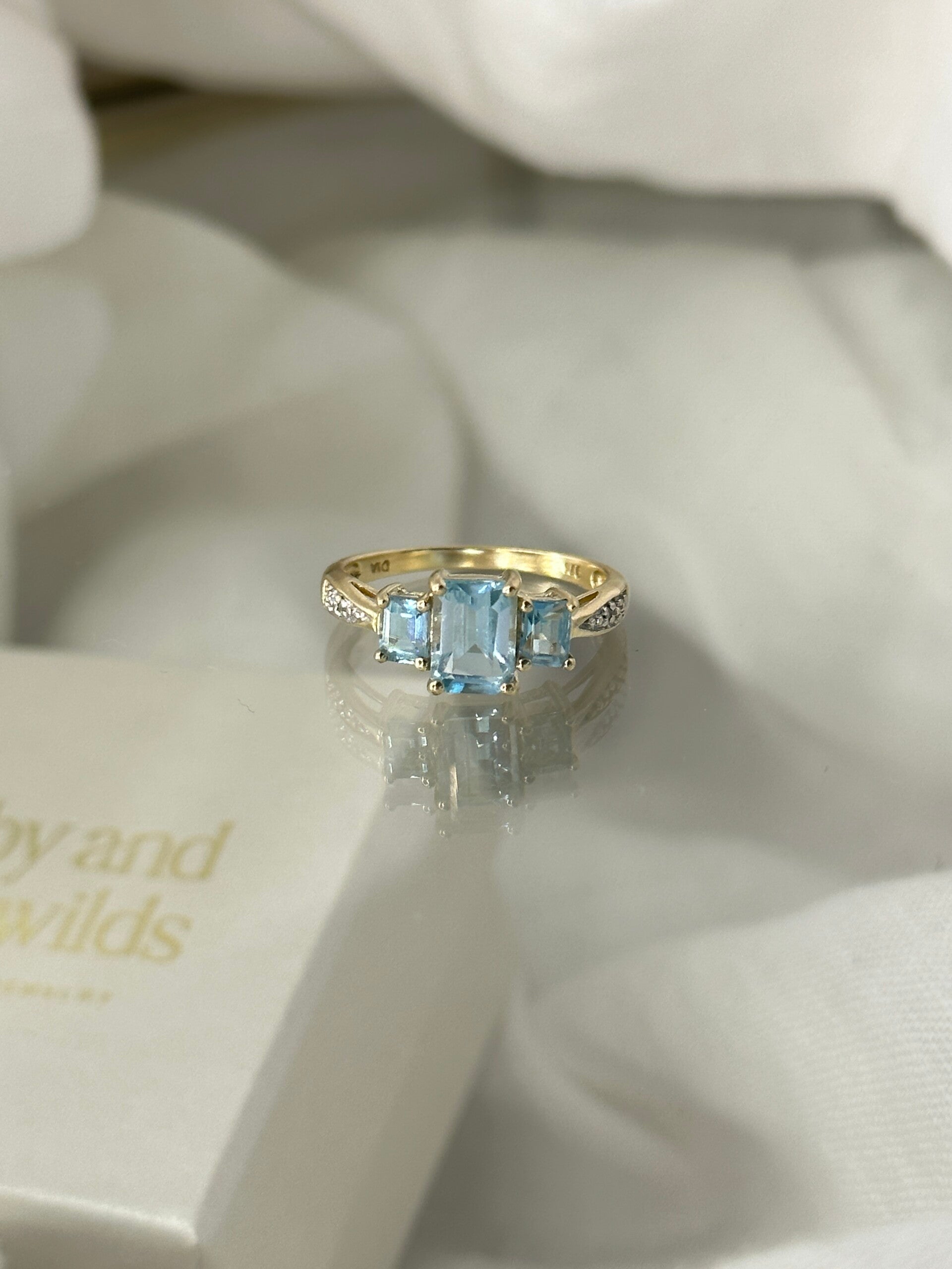 Lolita | 9ct Topaz Trilogy & Diamond ring