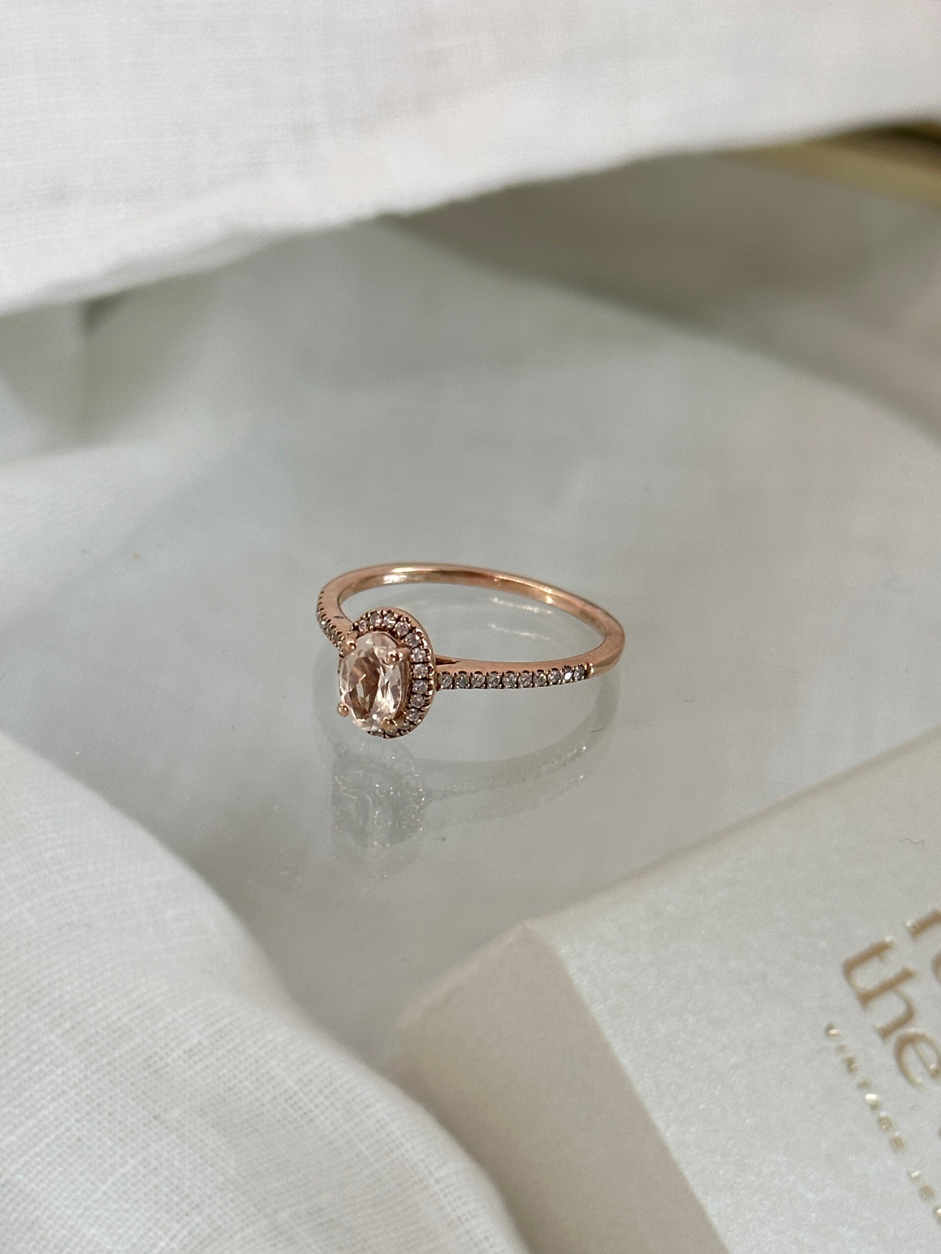 Odile | 9ct Rose Gold Morganite & Diamond ring