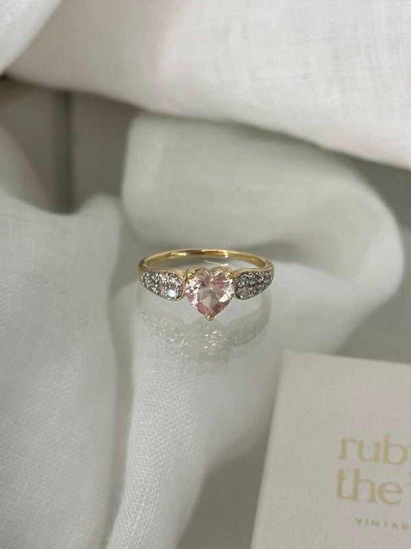 Violet | 18ct Heart Morganite & Diamond ring