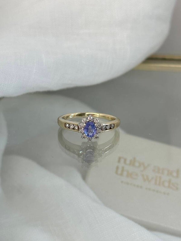 Victoria |  9ct Tanzanite & Diamond Cluster ring