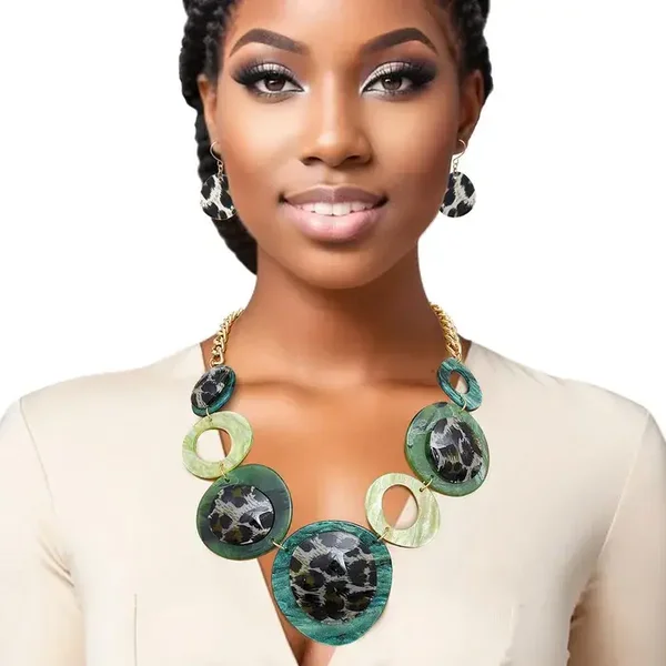 Necklace Marble Green Set