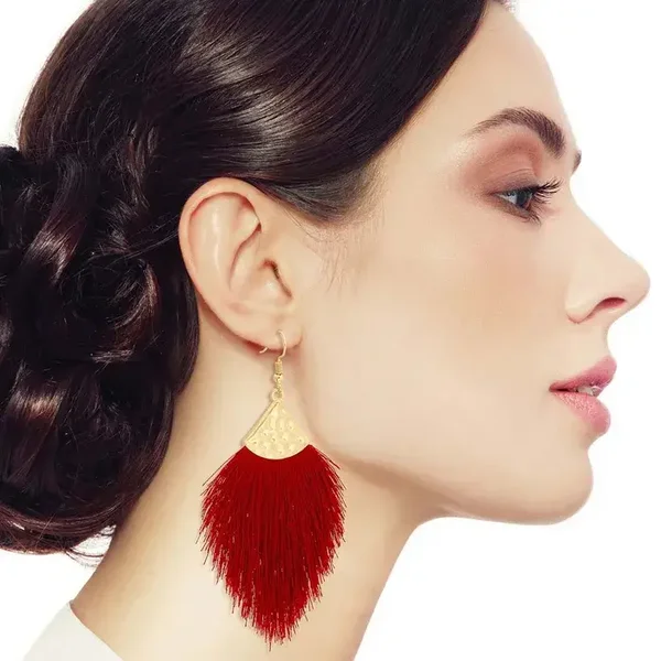Red Silk Tassel Earrings