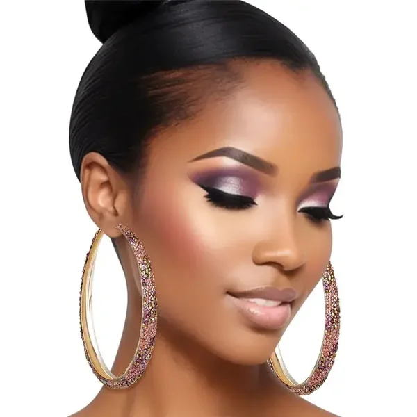 Fuchsia Gold Hoop Earrings