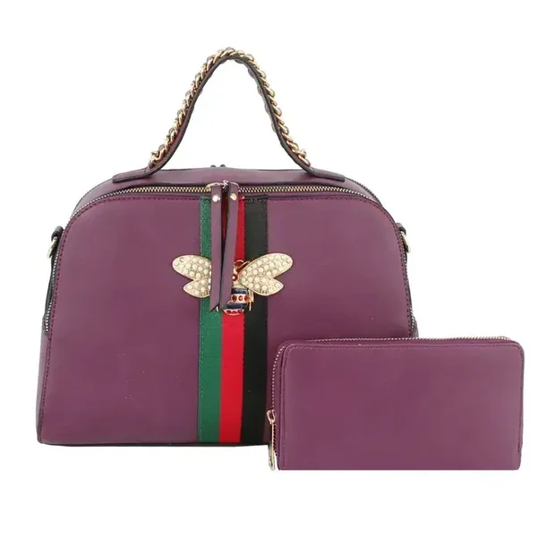 Purple Bee Satchel Set