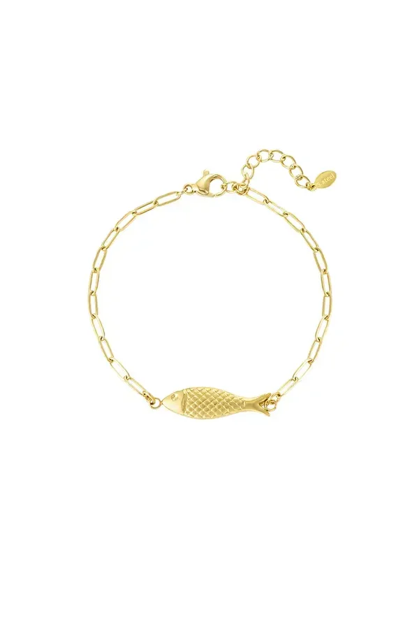 Fish charm armband - goud