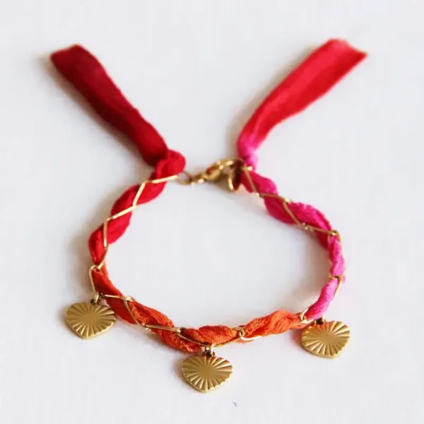 D-chain armbandje met zijde en bedels