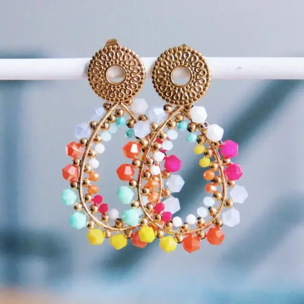 Statement facet oorbel - mix color