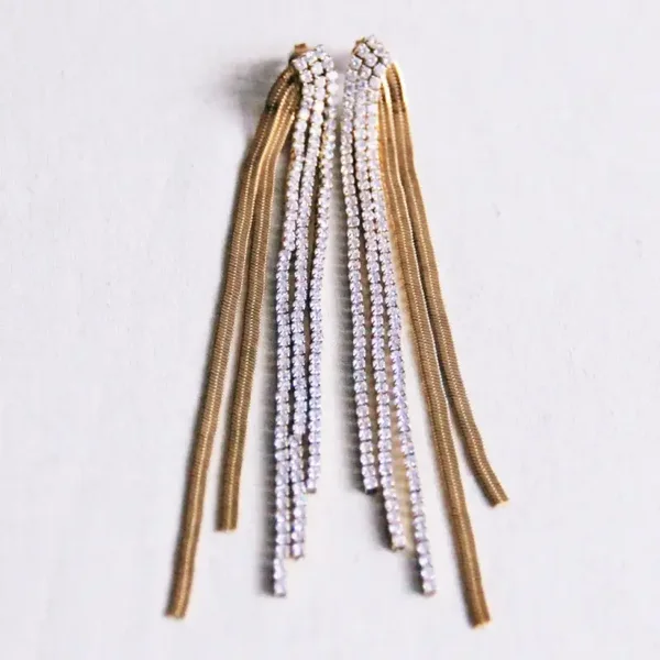 Waterfall oorbellen met zirkonia - goud