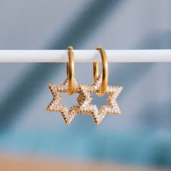 RVS oorring met crystal ster