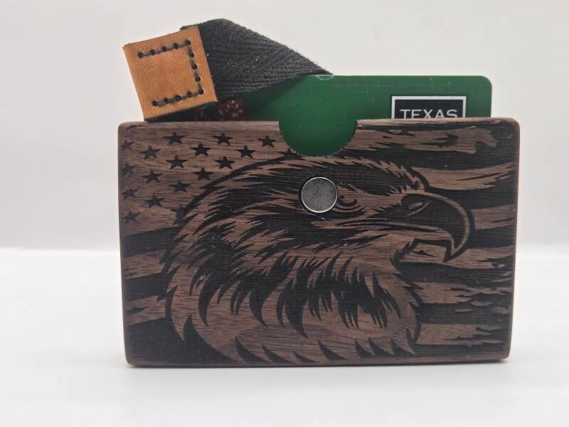 Engraved Eagle and Flag minimalist Wallet