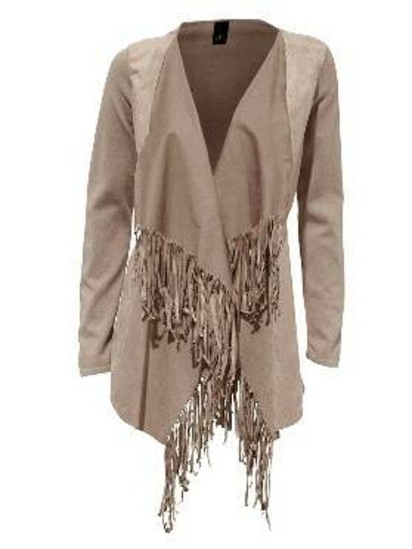 Cardigan m. Velours, taupe