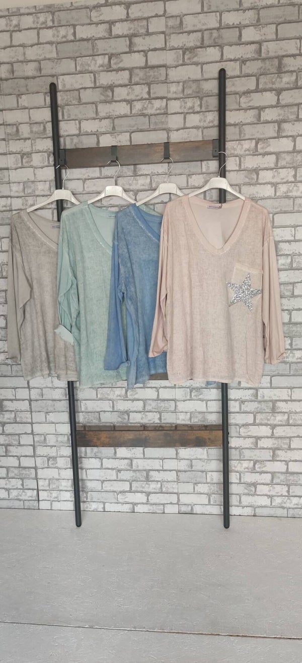 hippes Leinen-Longshirt Star