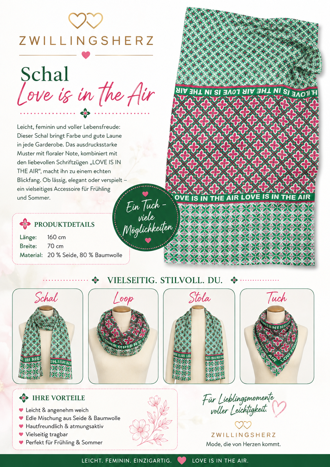 Schal Love is in the Air mit Seide