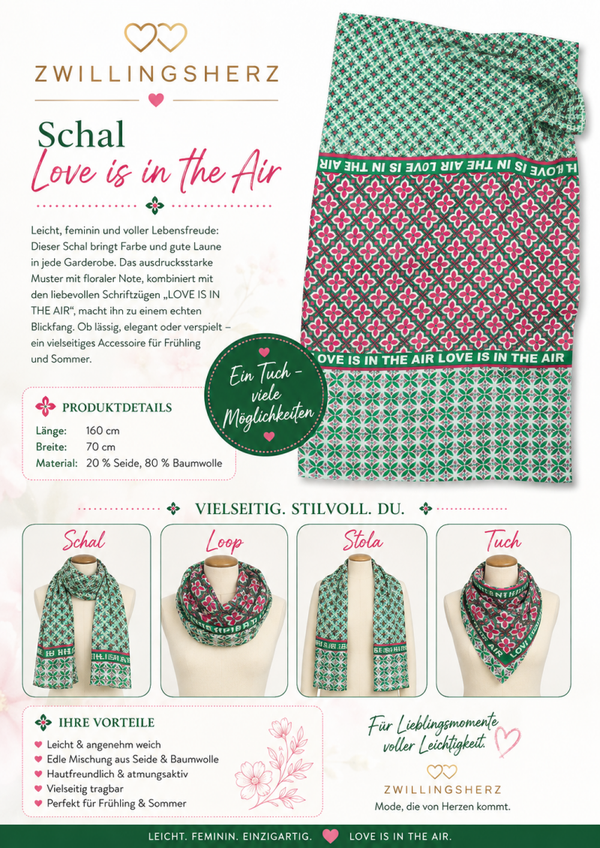 Schal Love is in the Air mit Seide