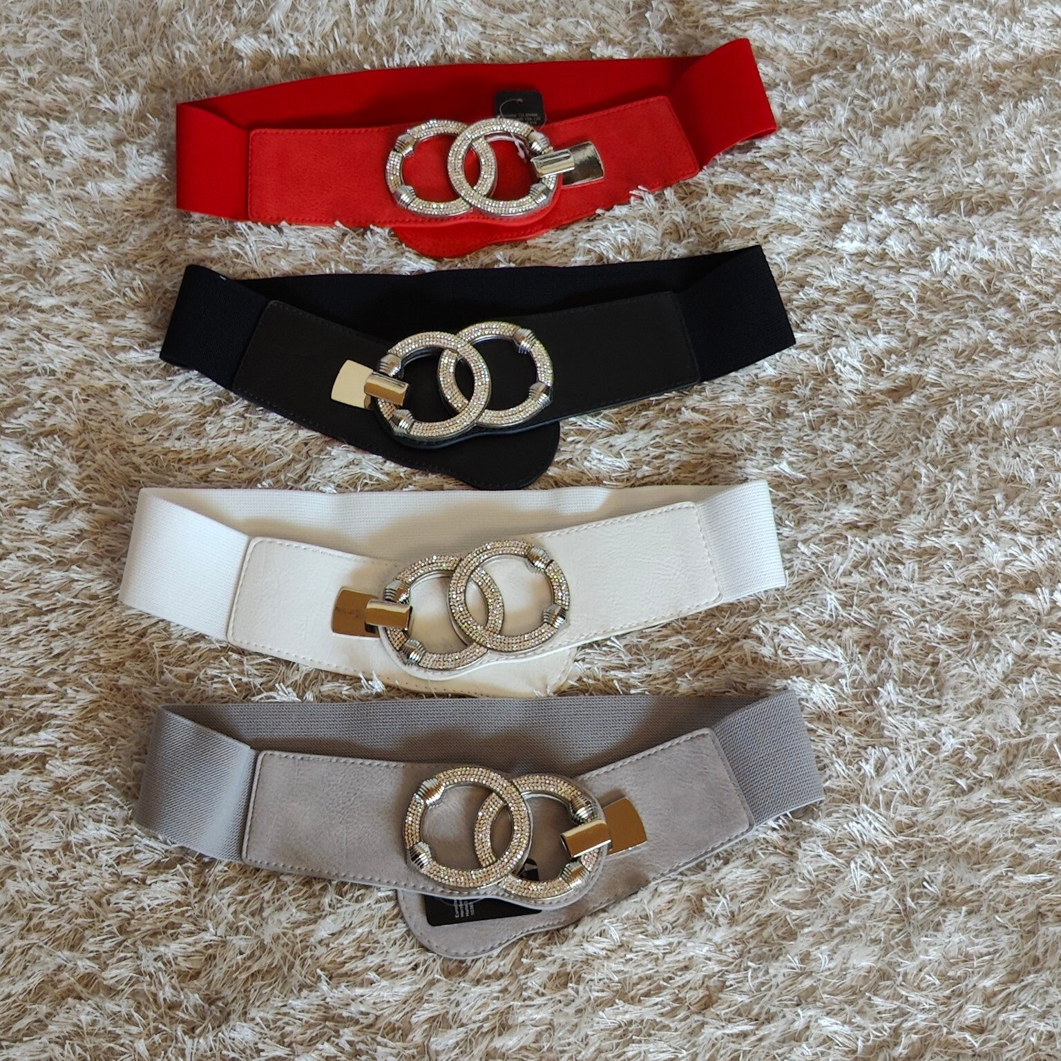 Stretchgürtel Onesize der Allrounder mit Strass-Doppelschnalle alla Coco Ch.