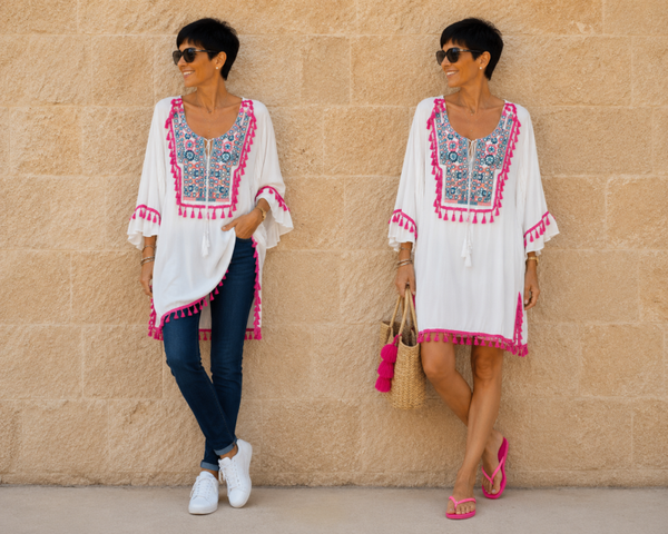 süsses Tunika Strandkleid im Ibizalook