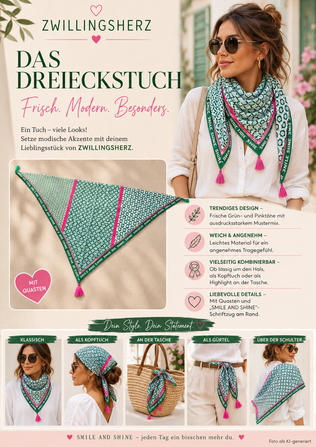 Dreieckstuch "Shine & Smile"