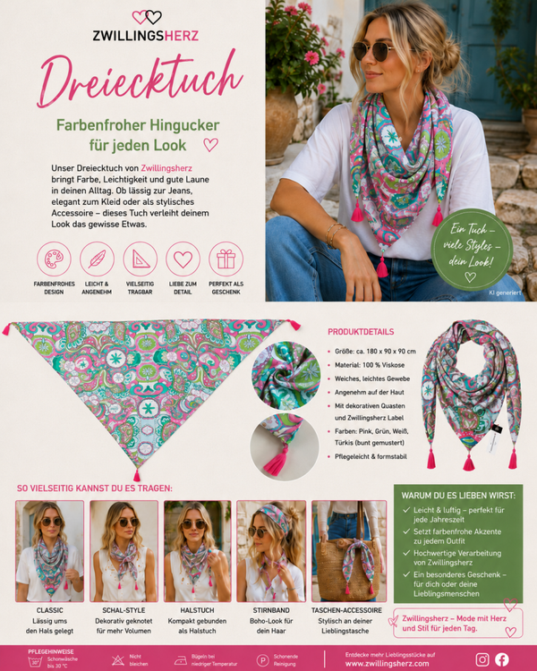 Dreiecktuch  mediteranes Paisleymuster