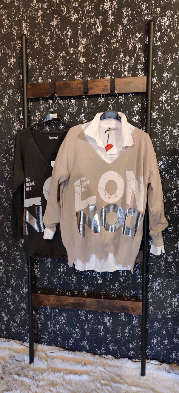 hipper Pulli London mit ausgefransten Ende