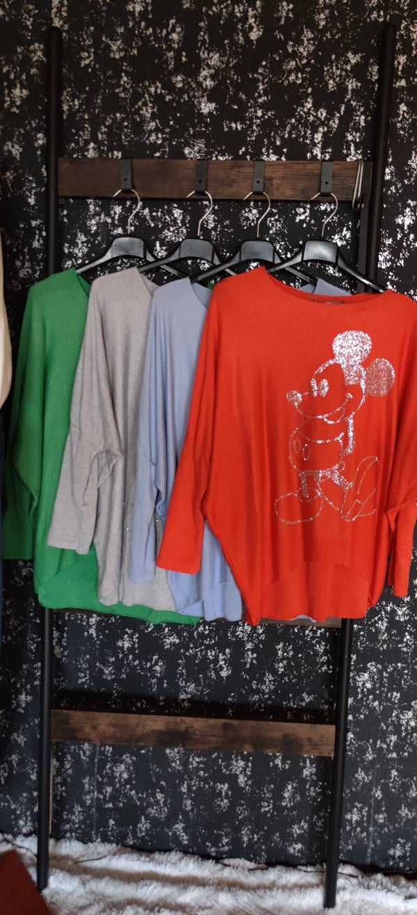 Soft Pulli Print Glitzer Comic Mickey Mouse
