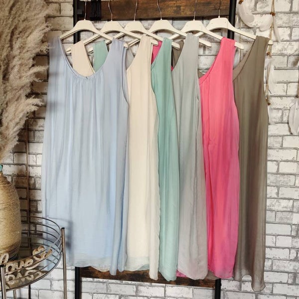 ESViViD Seiden Damen Kleid Tunika in vielen Farben  Onesize ca. 36 - 42