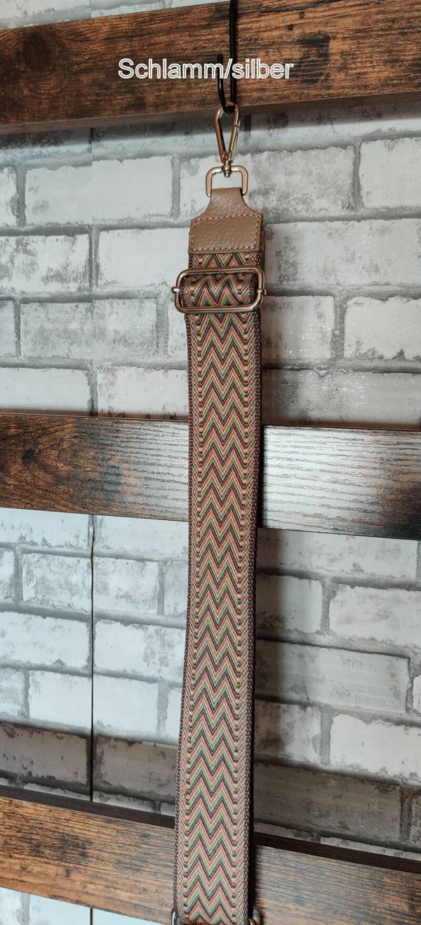 Wechselgurt für Taschen/Crossbodybag in Schlamm/silber