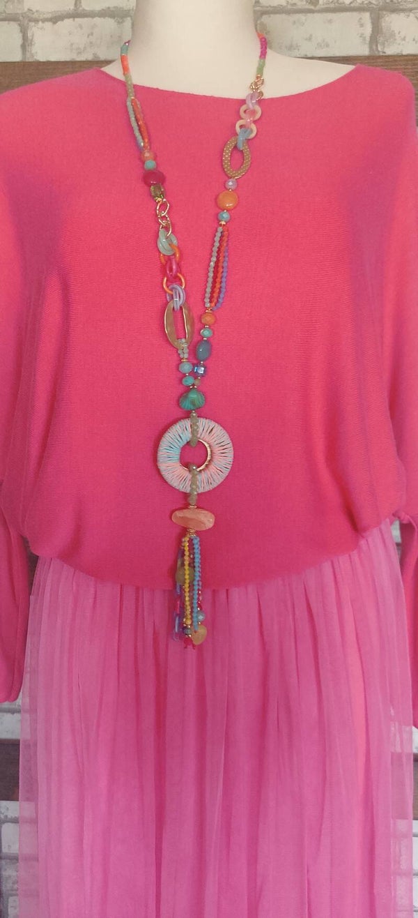 Boho Kette in Candy-Pink