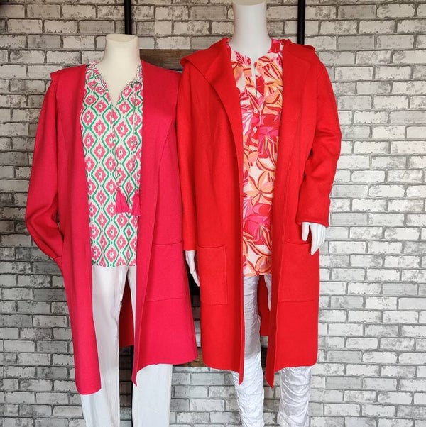 Strickjacke Janina Basic in Pink und Rot