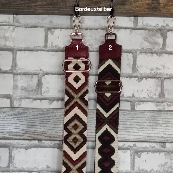Wechselgurt für Taschen/Crossbodybag in Bordeux/silber