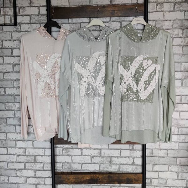 edles Hoodieblusenshirt XO