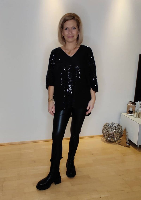 edle Pailetten Oversize-Bluse