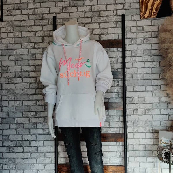 weißer Hoodie "Meersüchtig"