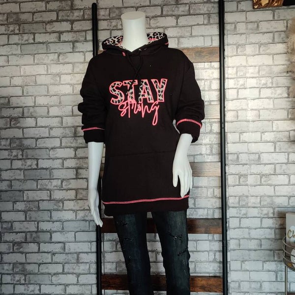 schwarzer Hoodie Stay Strong  - only Bigsize-