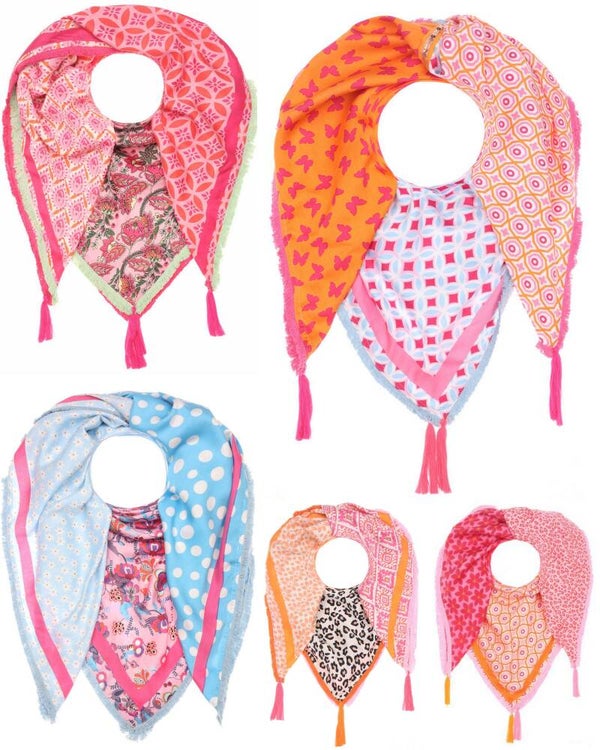 Zwillingsherz Vierecks Tücher XXL im bunten Mustermix