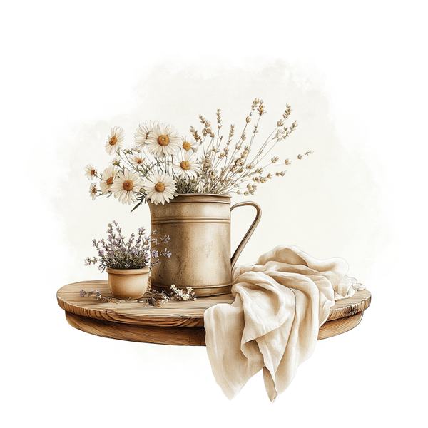 Kan met bloemen